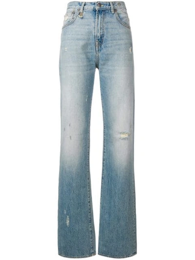 Shop R13 Flared Distressed Jeans In Blue