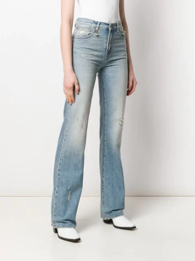 Shop R13 Flared Distressed Jeans In Blue