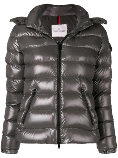 Shop Moncler Hooded Padded Jacket In Grey