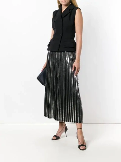 Shop Versace Collection Metallic Pleated Skirt