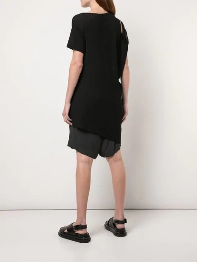 Shop Yohji Yamamoto Twisted Drape T-shirt - Black