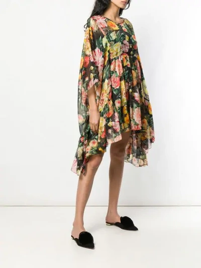 Shop Dolce & Gabbana Flared Floral Dress In Black