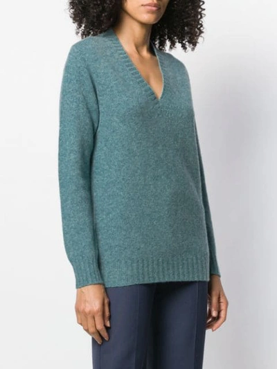 Shop Prada Cashmere V-neck Sweater In Blue