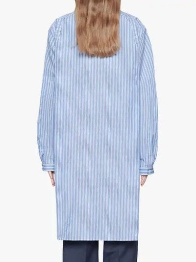 Shop Gucci Striped Oversize Cotton Shirt In Blue