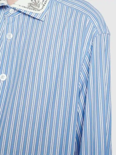 Shop Gucci Striped Oversize Cotton Shirt In Blue