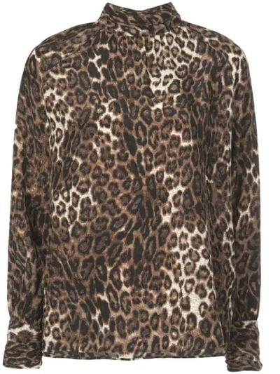 Shop Nili Lotan Leopard Print Blouse - Black