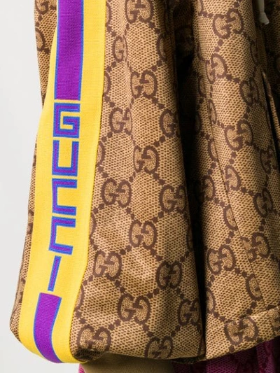 Shop Gucci Supreme Gg Zipped Jacket In Brown