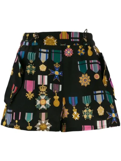 Shop Mr & Mrs Italy Medal Pattern Shorts In Black