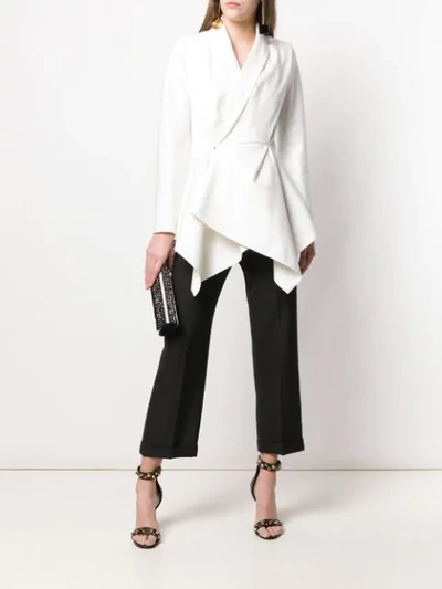 Shop Poiret Long Draped Stan Blazer In 001 White