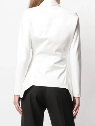 Shop Poiret Long Draped Stan Blazer In 001 White