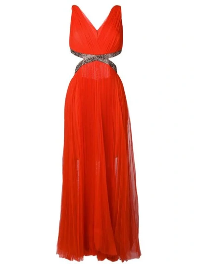 Shop Maria Lucia Hohan Juliet Pleated Maxi Dress In Red