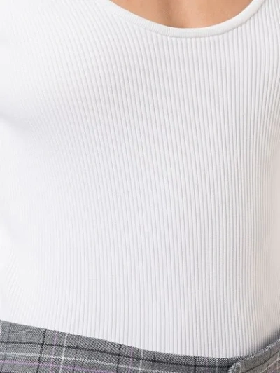 Shop Tibi Tech Poly Decollete Bodysuit In White