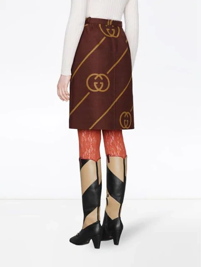 Shop Gucci Reversible Wool Skirt With Interlocking G In Red