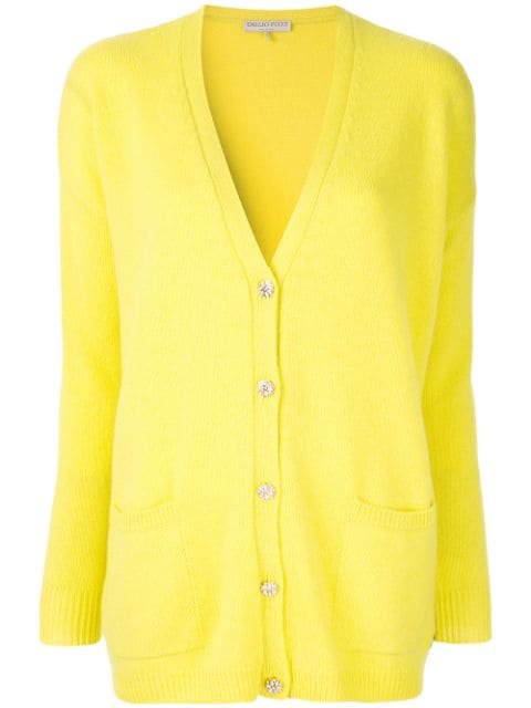 yellow button up cardigan