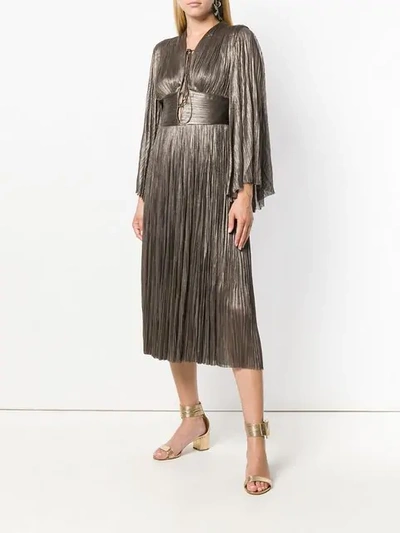 Shop Maria Lucia Hohan Pleated Midi Dress In Grey