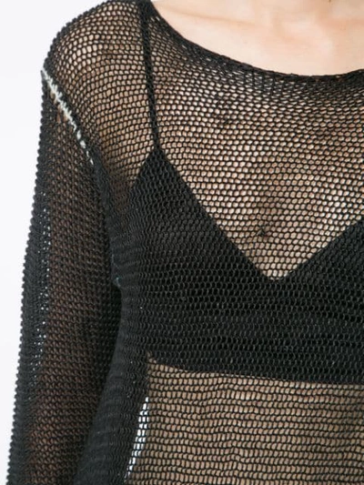 Shop Lost & Found Mesh Knit Fringe Pullover In Black