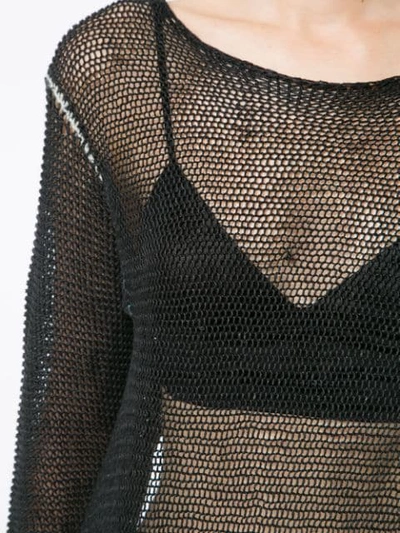 Lost & Found Mesh Knit Fringe Pullover In Black