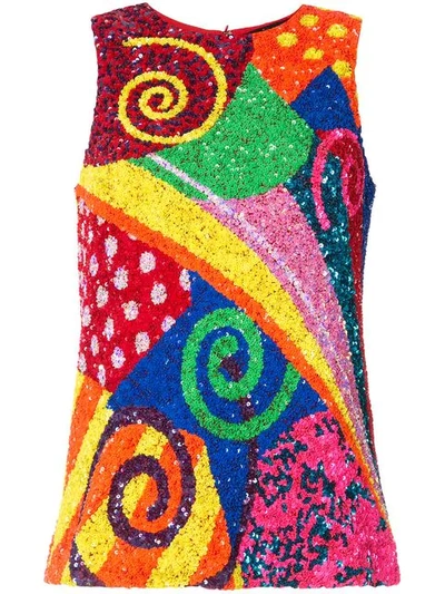 Shop Manish Arora Swirl Patchwork Sequinned Top In Multicolour