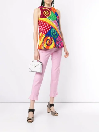 Shop Manish Arora Swirl Patchwork Sequinned Top In Multicolour