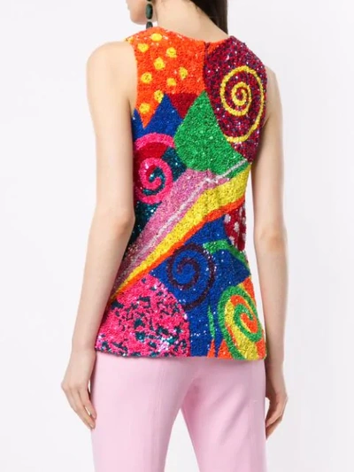 Shop Manish Arora Swirl Patchwork Sequinned Top In Multicolour