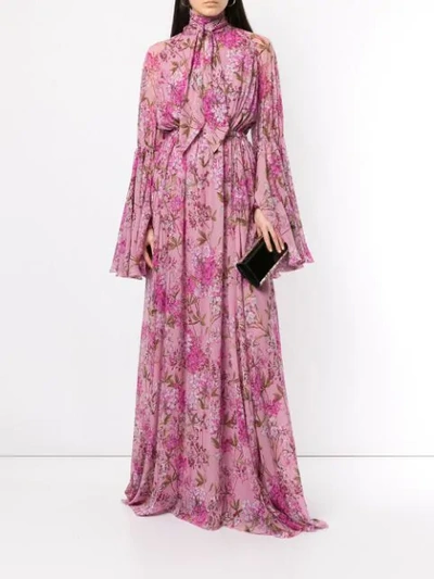 Shop Giambattista Valli Floral Flared Maxi Dress In Pink