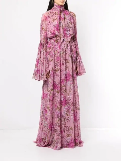 Shop Giambattista Valli Floral Flared Maxi Dress In Pink