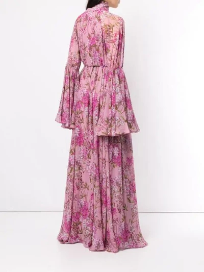 Shop Giambattista Valli Floral Flared Maxi Dress In Pink