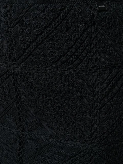 Pre-owned Chanel 2004's Geometric-shaped Crochet Skirt In Black