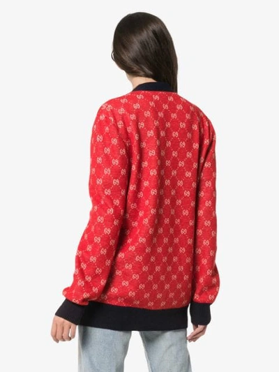 Shop Gucci Gg Print Cardigan  In 6527 Red