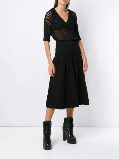 Shop Andrea Bogosian Denim Midi Skirt In Black