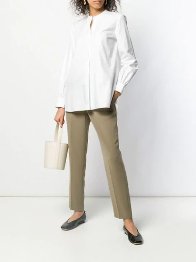 Shop Theory Long-sleeve Flared Shirt In White