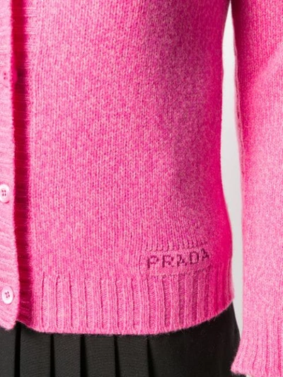 Shop Prada Knitted Cropped Cardigan In F0029 Fuxia