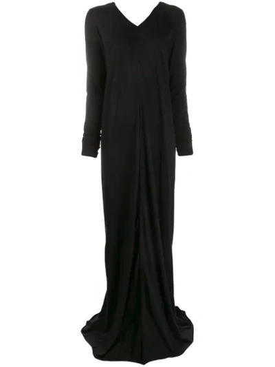 Shop Rick Owens Long-sleeved Maxi Dress In Black