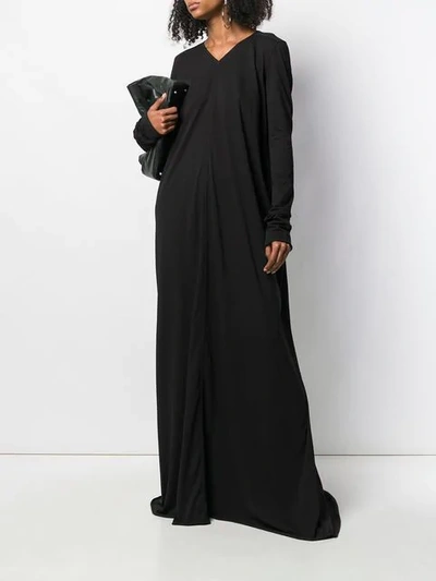 Shop Rick Owens Long-sleeved Maxi Dress In Black