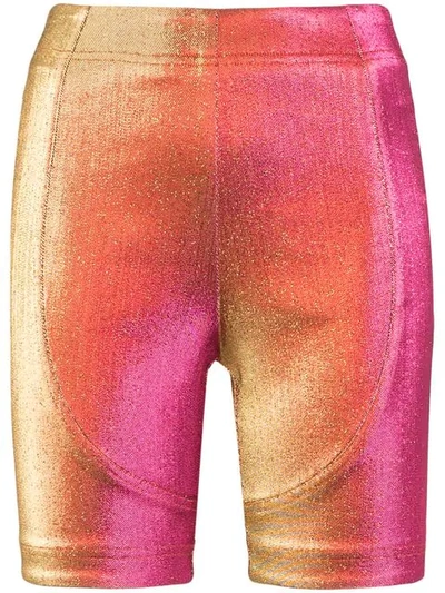 AREA 金属感机车短裤 - 粉色