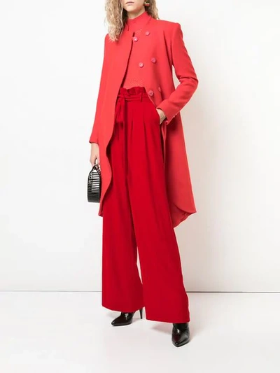 Shop Alice And Olivia Farrel Wide-leg Trousers In Red