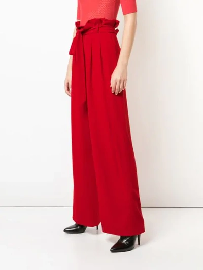 Shop Alice And Olivia Farrel Wide-leg Trousers In Red