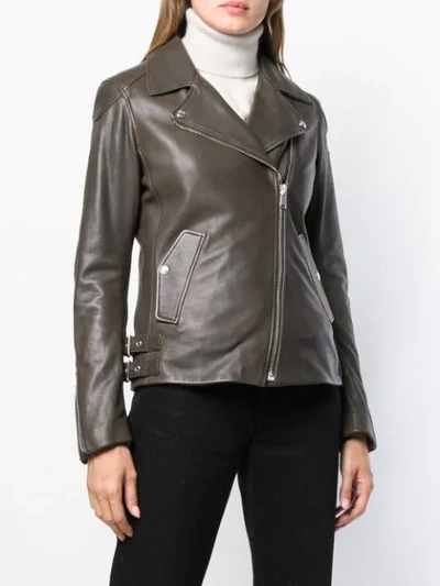 Shop Belstaff Fitted Biker Jacket In Brown