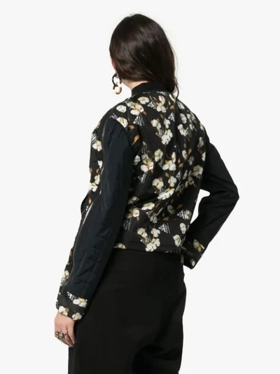 Shop Off-white Floral Printed Bomber Jacket In Black