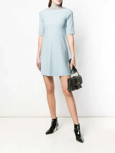 Shop Red Valentino Point D'esprit Tulle Detail Dress In Blue