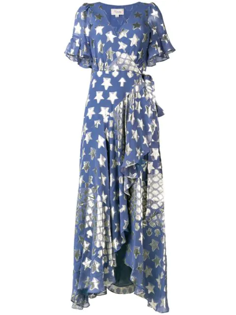 blue star wrap dress