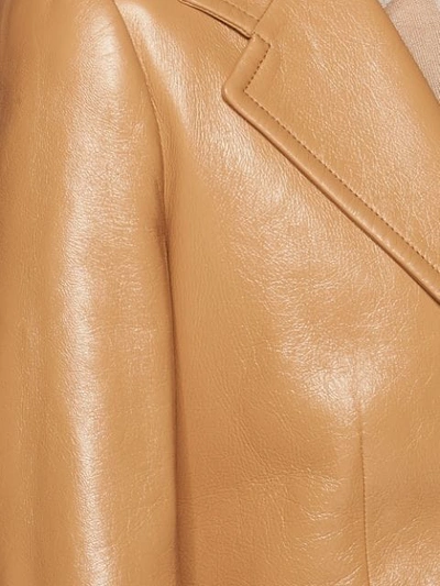 Shop Miu Miu Classic Leather Jacket In Brown