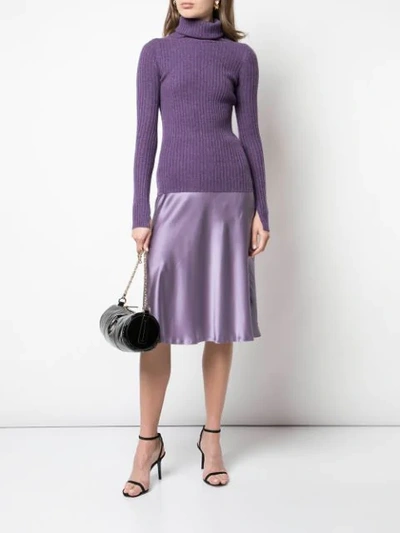 Shop Nili Lotan Ribbed Knit Sweatshirt In Purple