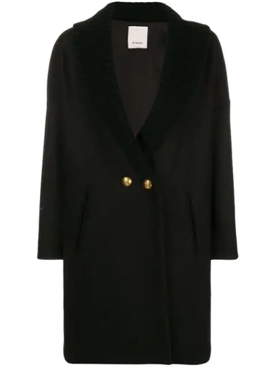 Shop Pinko Double Breasted Coat In Black