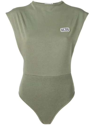 Shop Gcds Embroidered Logo Bodysuit - Green