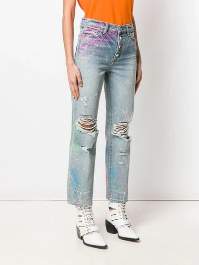 Shop Amiri Graffiti Boyfriend Jeans In Blue