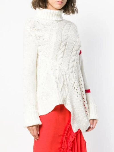 Shop Preen Line Flared Knitted Sweater In White