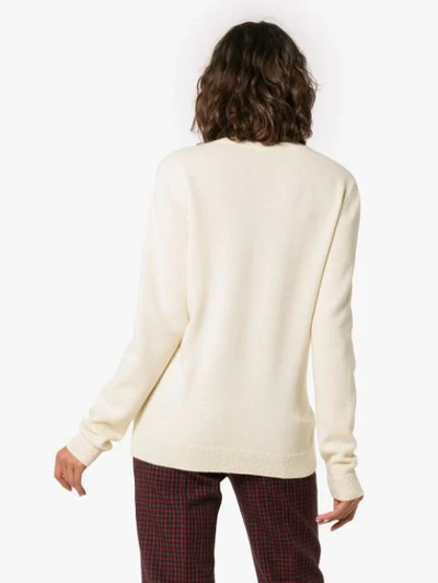 Shop Gucci Flower Appliqué Cashmere Sweater In White