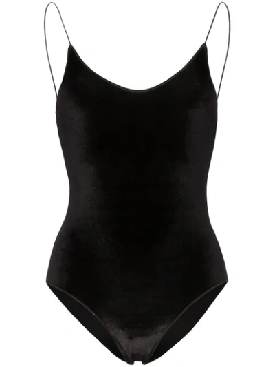 Shop Oseree Travaillé Velvet Swimsuit In Black