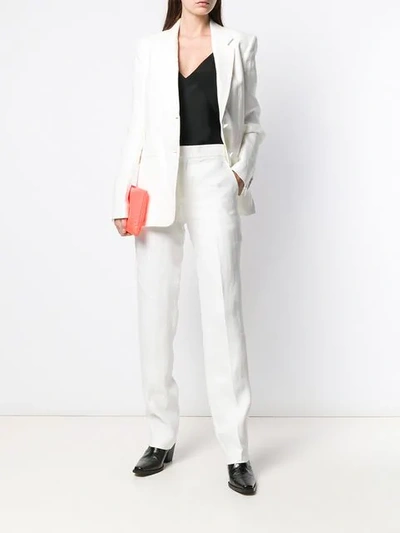 Shop Helmut Lang Straight Leg Tailored Trousers In White